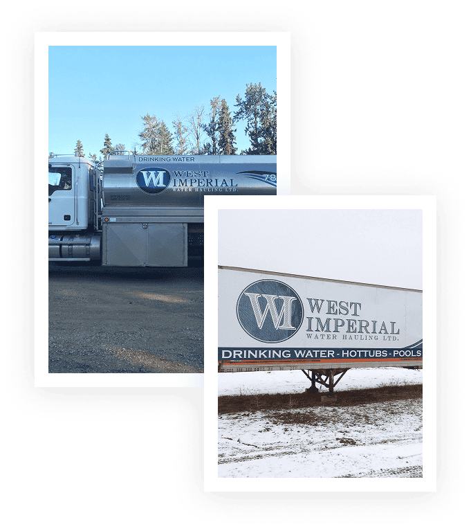 West Imperial water hauling truck and signage