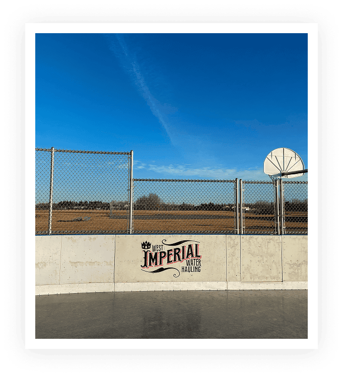 Basketball court with blue sky background
