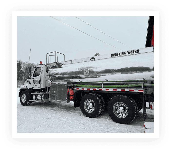 Truck delivering drinking water in winter
