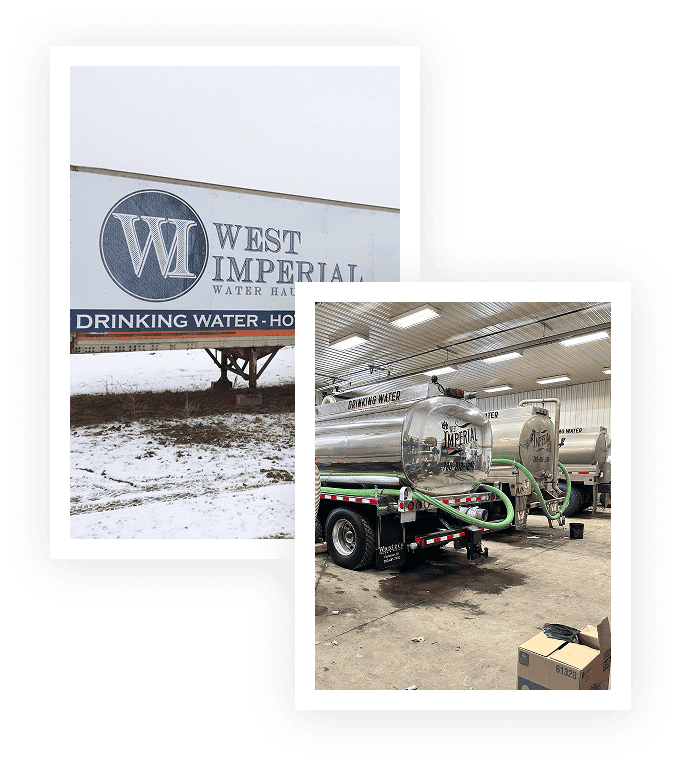 West Imperial Water Haulage signage and storage tanks.